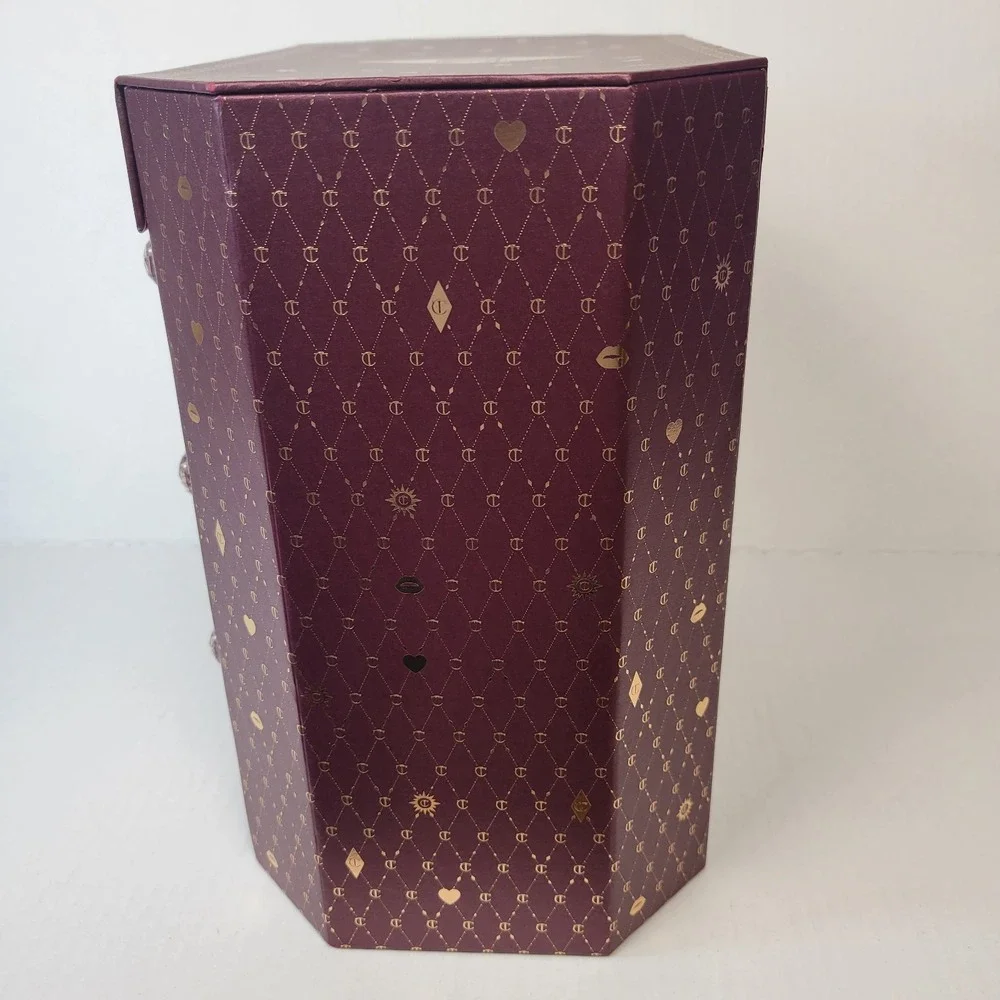 Charlotte Tilbury Advent Calendar 2023 Empty Jewelry Box Burgundy Gold Glam